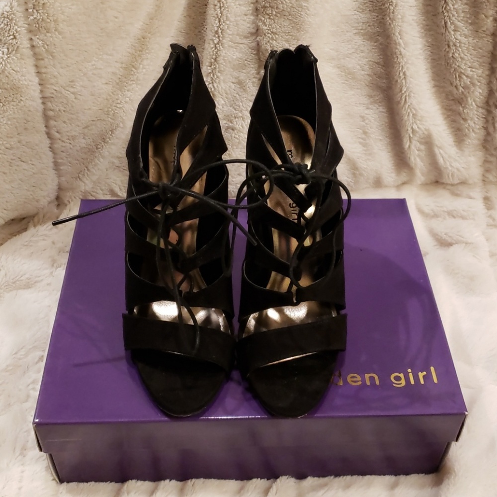 Strappy black heels